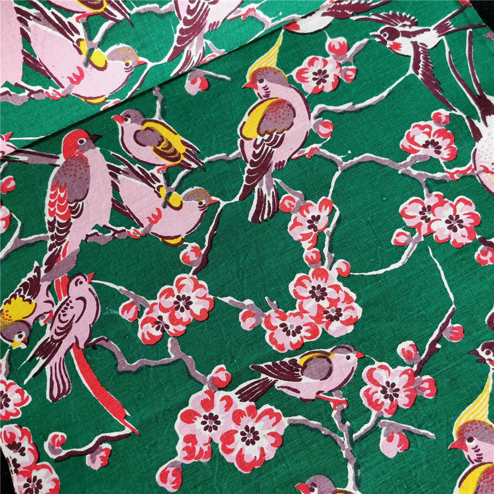 Handwoven Magpie Print Cotton Cloth – Traditional Chongming Loom Fabric for Sewing & DIY
