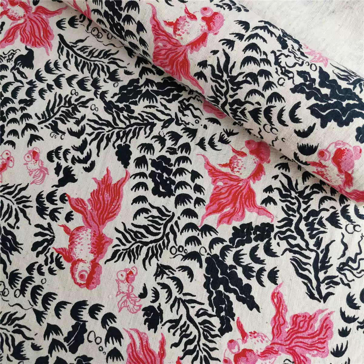 Artisan Handwoven Koi Cotton Cloth – Traditional Chinese Hand-Dyed Fabric for DIY, Sewing, Tea Textiles & Clothing